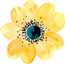 Yellow flower with watercolor
